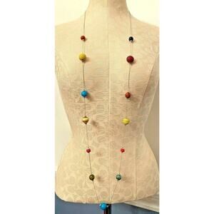 Ashley Cooper Silvertone Bead Adjustable Necklace 52" Lightweight Bright Beads